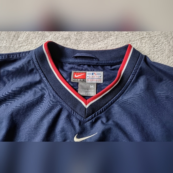 Vintage Boston Red Sox NIKE Team MLB V- Neck Windbreaker Jacket Centre Swoosh M - Picture 2 of 11